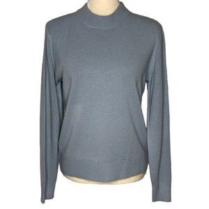 Vintage 90s Sag Harbor Mock Neck Sweater M Light Blue Long Sleeve Acrylic Knit